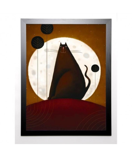 PARRY Image encadrée Cat and the Moon I 67x87 cm Marron