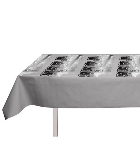 SOLEIL D\'OCRE Nappe toile cirée rectangulaire New York 140x240 cm gris