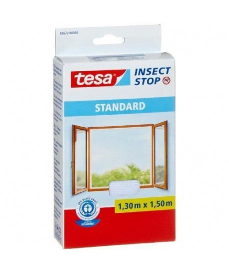 TESA Moustiquaire Standard pour fenetre  1,3 m x 1,5 mm  Blanc