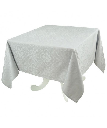 VENT DU SUD Nappe jacquard FARO  168x168 cm  Blanc perle