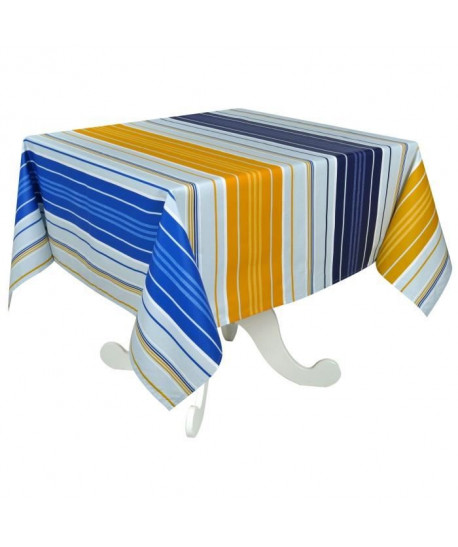 VENT DU SUD Nappe de table enduite Capbreton 100% coton  160 x 160 cm  Jaune soleil