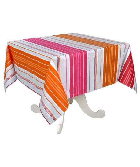 VENT DU SUD Nappe de table enduite Capbreton 100% coton  160 x 160 cm  Rouge vermeil