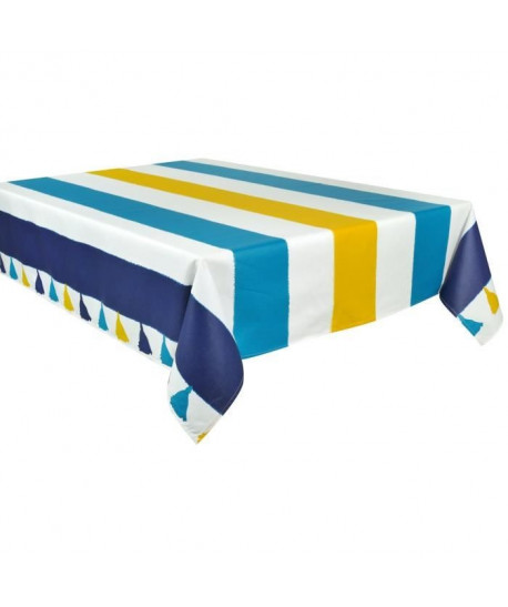 VENT DU SUD Nappe enduite IRATY  160 x 250 cm  Bleu océan