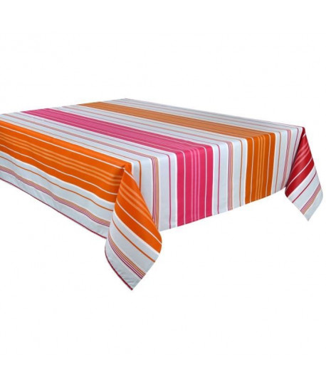 VENT DU SUD Nappe de table enduite Capbreton 100% coton  160 x 300 cm  Rouge vermeil