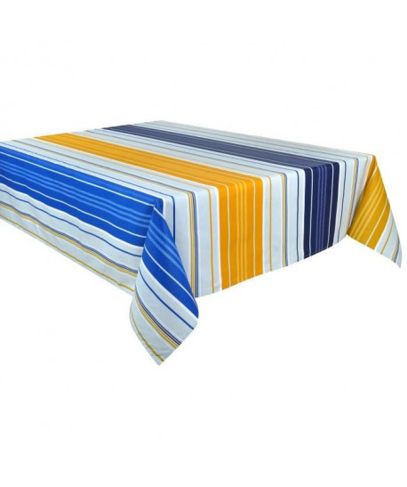 VENT DU SUD Nappe de table enduite Capbreton 100% coton  160 x 200 cm  Jaune soleil