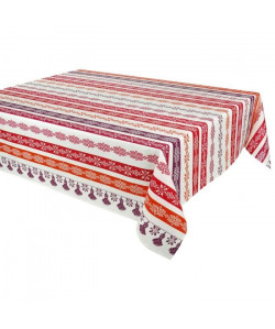 VENT DU SUD Nappe enduite CUZCO  160 x 250 cm  Rose framboise