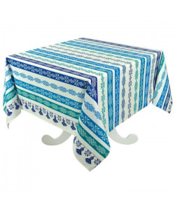 VENT DU SUD Nappe de table enduite Cuzco  160 x 160 cm  Bleu turquoise