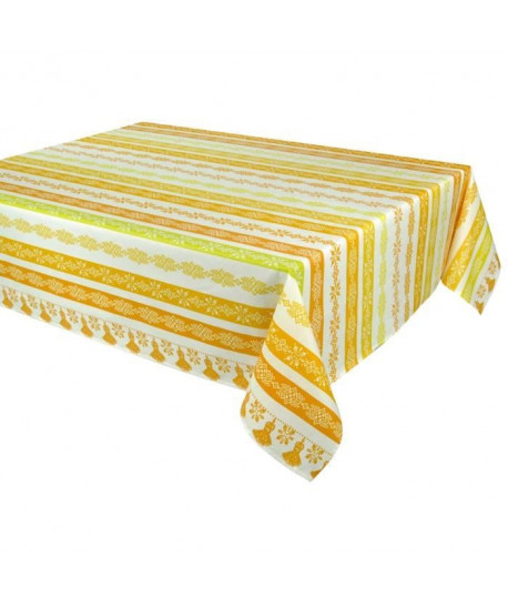 VENT DU SUD Nappe de table enduite Cuzco  160 x 250 cm  Vert kiwi