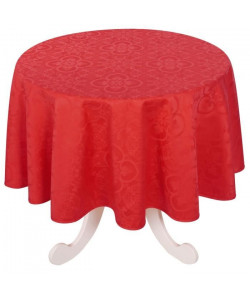 VENT DU SUD Nappe ronde jacquard FARO  168 cm  Rouge vermeil