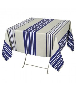 VENT DU SUD Nappe de table enduite Barbazan  160 x 160 cm  Bleu marine