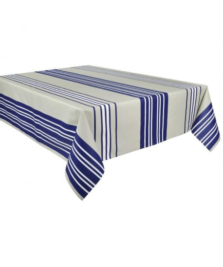 VENT DU SUD Nappe de table enduite Barbazan  160 x 200 cm  Bleu marine