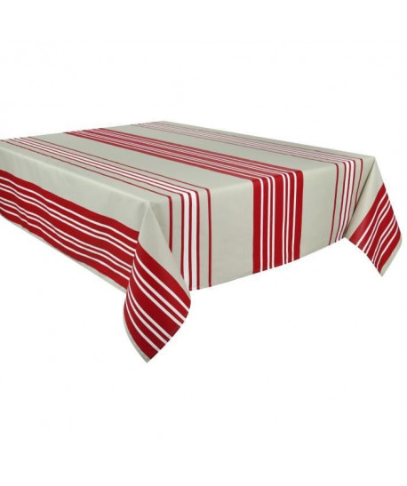 VENT DU SUD Nappe de table enduite Barbazan  160 x 300 cm  Rouge pavot