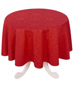 VENT DU SUD Nappe ronde jacquard FARO  168 cm  Rouge rubis