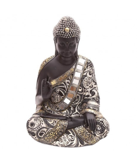 Figurine de décoration bouddha assis main levée  Effet Métal