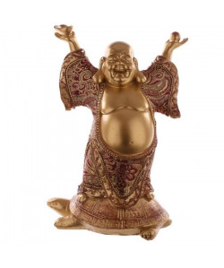 Figurine de décoration bouddha chinois  Effet rouge doré
