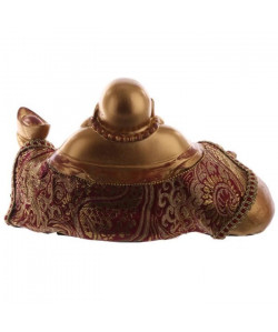 Figurine de décoration bouddha chinois assis  Effet rouge doré