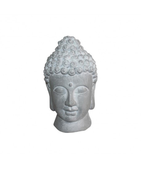 HOMEA Tete de Bouddha déco 20x20xH32 cm blanc