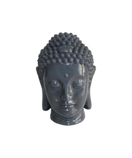 HOMEA Tete de bouddha déco en magnésie 32x31,5xH42,5 cm gris