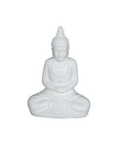 HOMEA Bouddha assis déco H55 cm laqué blanc