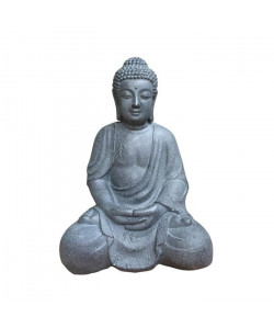 HOMEA Bouddha assis déco H42 cm gris