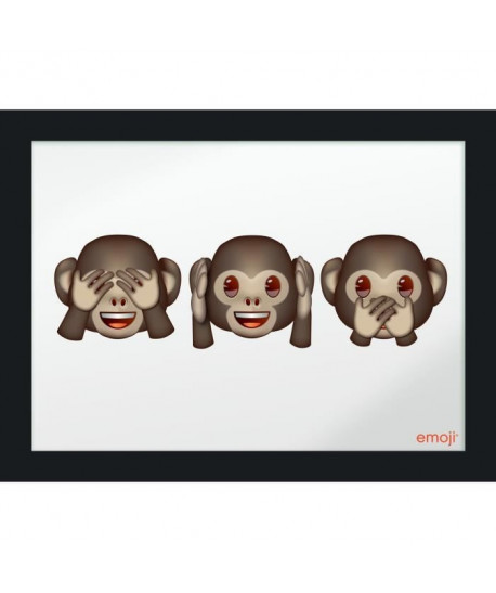 Image imprimée  30 x 40cm  Bois  Emoji 3 singes