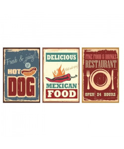 WALL IMPACT Stickers Street Food vintage  84x40x1 cm  Vinyle calandré monomérique