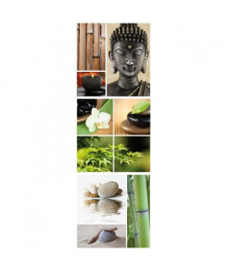 PLAGE Sticker déco Zen  Planche 24x68 cm  Bambou, orchidée, galets