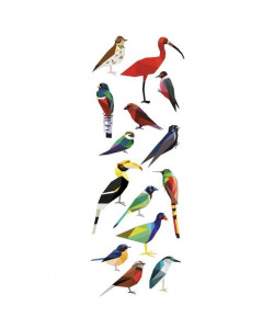 PLAGE Sticker déco Aelis  Planche 24x68 cm  Oiseaux stylisés multicolores