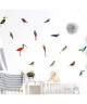 PLAGE Sticker déco Aelis  Planche 24x68 cm  Oiseaux stylisés multicolores