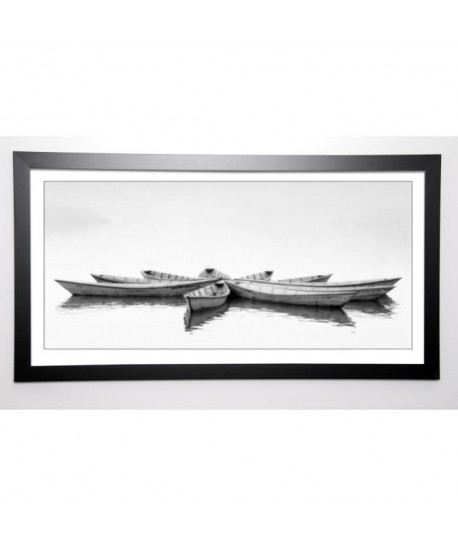 PHOTOGRAPHY COLLECTION Image encadrée Zen Boats 57x107 cm Blanc