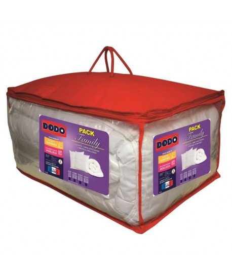 DODO Pack FAMILY : 1 couette 220x240 cm  2 oreillers 60x60 cm  2 protegeoreillers blanc