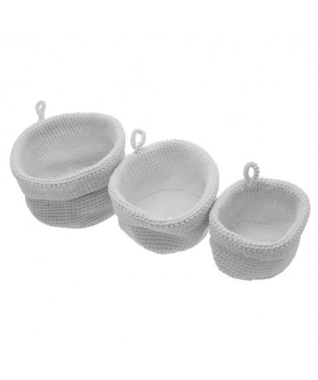 FRANDIS 3 Paniers ronds en plastique Blanc