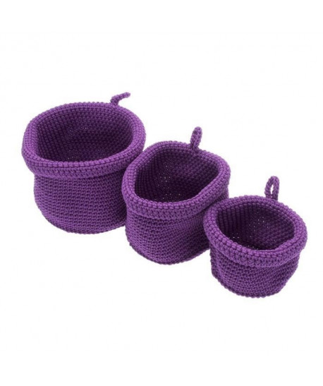 FRANDIS 3 Paniers ronds en plastique Violet