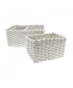 FRANDIS Lot de 3 Paniers tressés Blanc