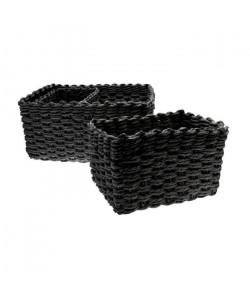 FRANDIS Lot de 3 Paniers tressés Noir