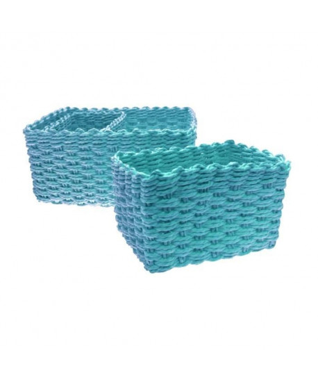 FRANDIS Lot de 3 Paniers tressés Bleu