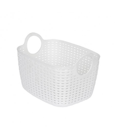 Panier tressé arrondi 29,5x22x19,5 cm 12 L Blanc