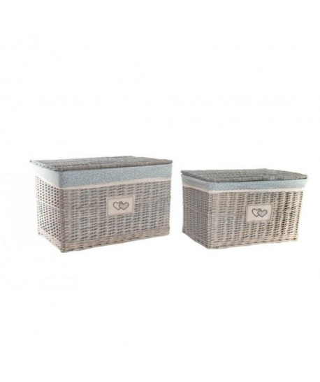 ITEM Lot de 2 Corbeilles Osier Tissu  63x47x41 cm