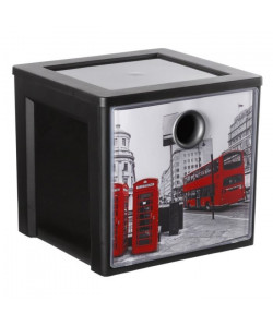 SUNDIS Cube boîte de rangement Decobox City 11L 25x27x25,5 cm anthracite