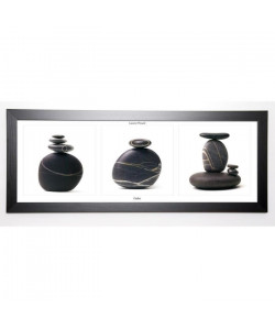 PINSARD LAURENT Image encadrée Galets noirs III 40x102 cm Gris