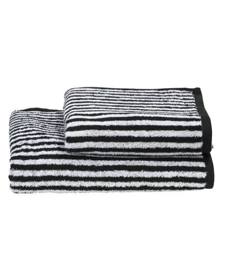 DONE 1 Serviette de toilette  1 Drap de douche Daily Shapes Stripes  Noir et blanc