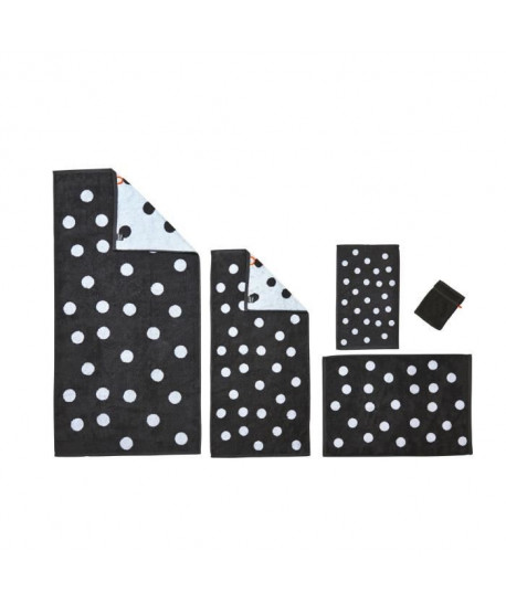 DONE Daily Shapes DOTS 1 Serviette  1 Serviette de toilette  1 Drap de douche  1 Tapis de Bain  1 Gant   Anthracite et Blanc