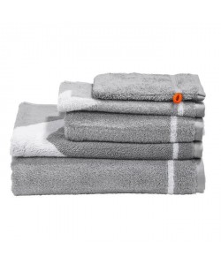 DONE Serviette  Serviette de toilette  Drap de douche  Tapis de bain  Gant Daily Shapes 1 Star  Blanc et argent