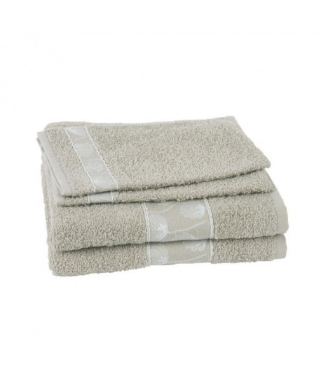 JULES CLARYSSE Lot de 2 serviettes  2 gants de toilette Daisy  Beige