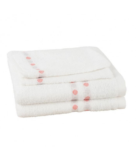 JULES CLARYSSE Lot de 2 serviettes  2 gants de toilette Lotus  Blanc
