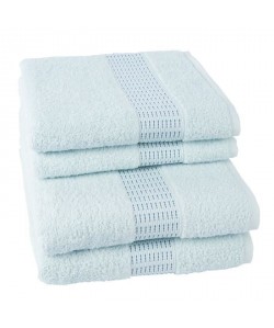 JULES CLARYSSE Lot de 2 serviettes  2 draps de bain Jasmine  Bleu Eau