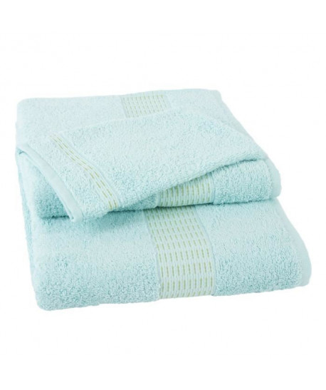 JULES CLARYSSE Lot de 1 serviette  1 drap de bain  1 gant de toilette Jasmine  Bleu Eau