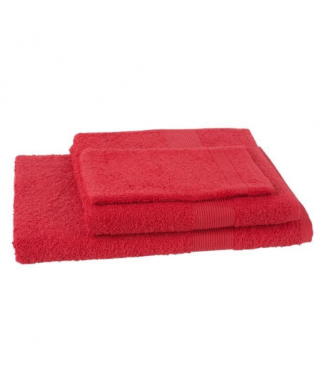 JULES CLARYSSE Lot de 1 serviette  1 drap de bain  1 gant de toilette Viva  Rouge