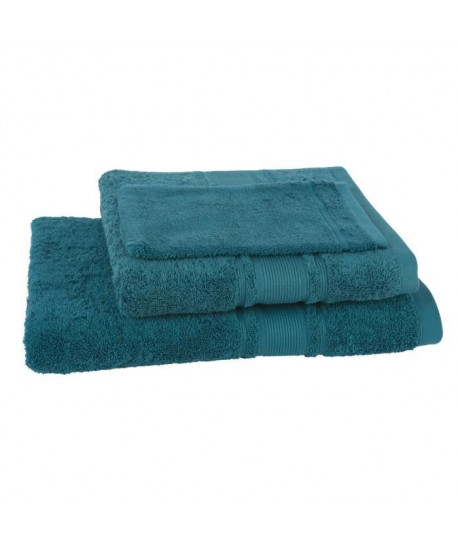 JULES CLARYSSE Lot de 1 serviette  1 drap de bain  1 gant de toilette Royale  Bleu pétrole