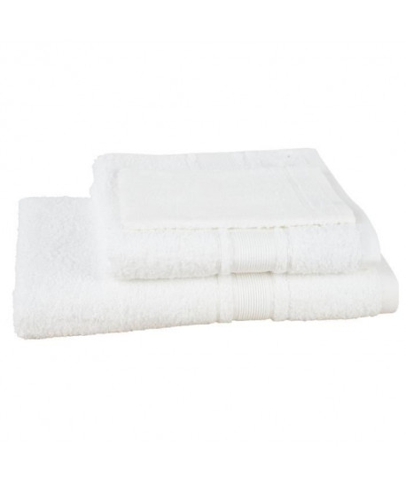 JULES CLARYSSE Lot de 1 serviette  1 drap de bain  1 gant de toilette Royale  Blanc